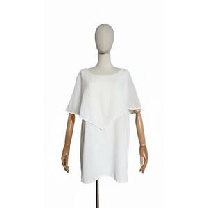 Cottonways Size 3 (XXL) Cream Ivory Cotton Gauze Layered Cold Shoulder Top Tunic